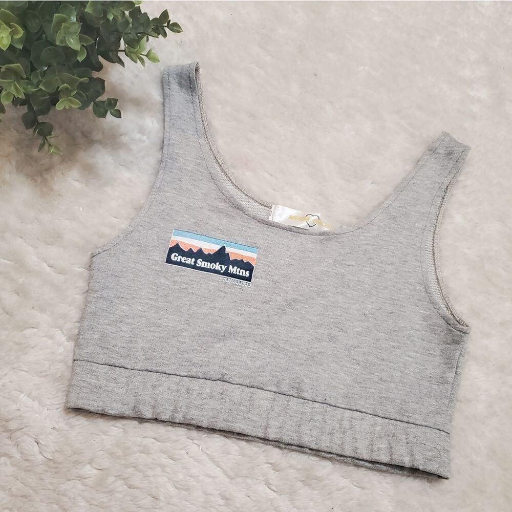 Awesome Concept Gray Great Smoky Mountains Gatlinburg Sports Bra, Medium
